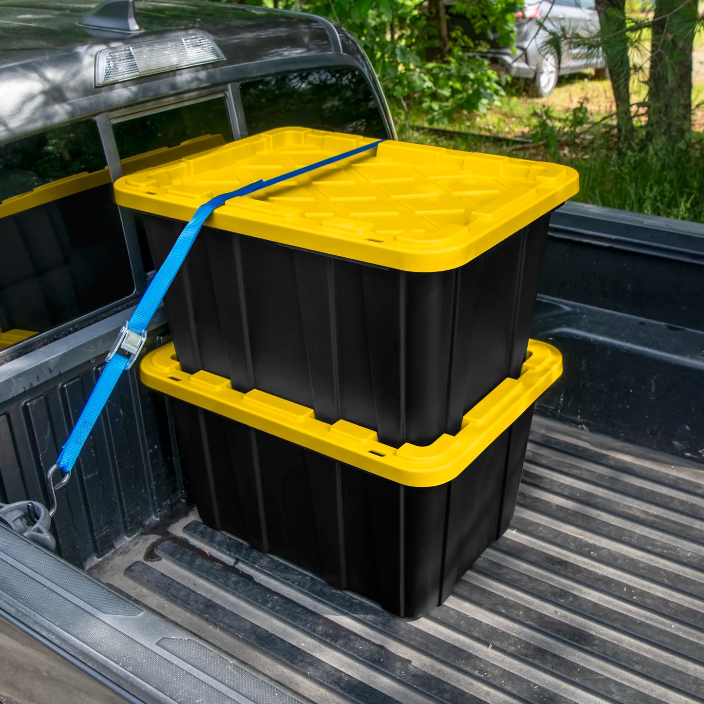 Industrial Plastic Storage Tote With Snap On Lid 6 Pack