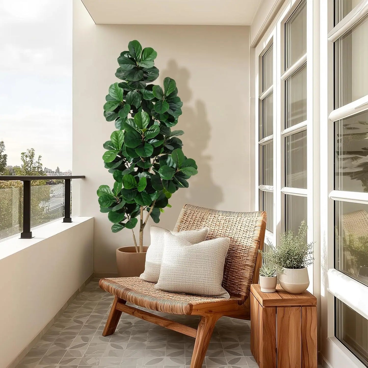 HiMISS Fiddle Leaf Fig Tree Artificial In Planter Decorative