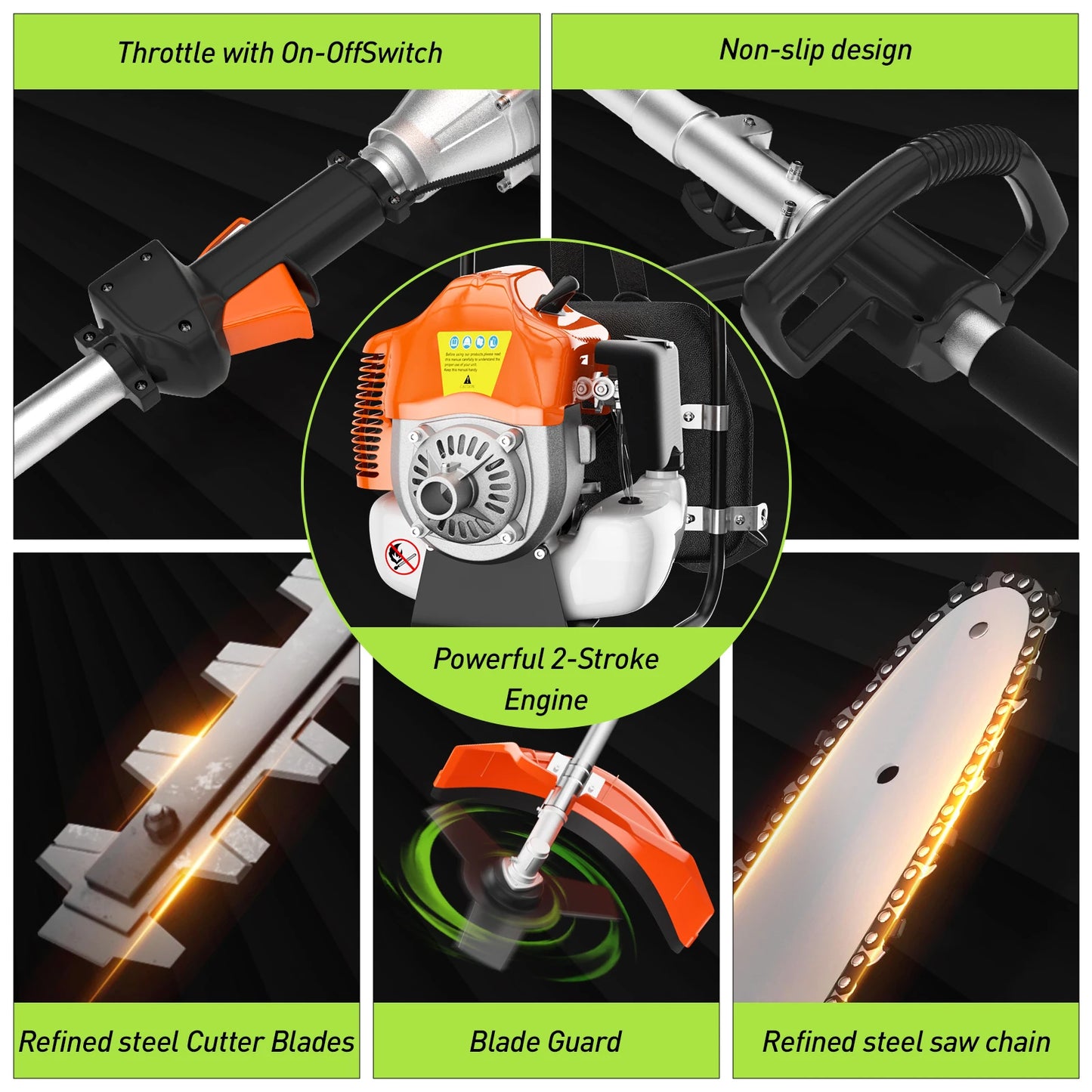 52cc 6-In-1 Gas Hedge Trimmer Multi-Tool For Yard Care