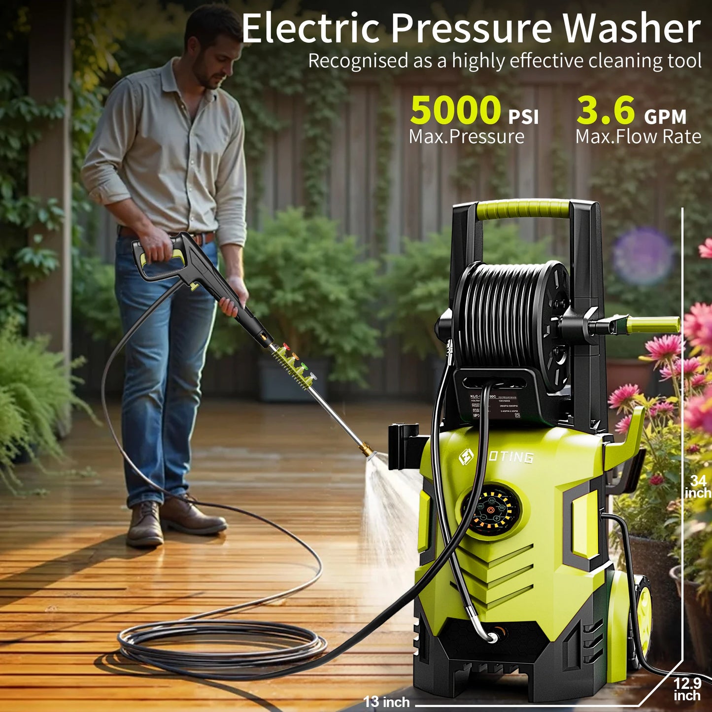 FOTING 5000 PSI Pressure Washer With GPM And Foam Cannon