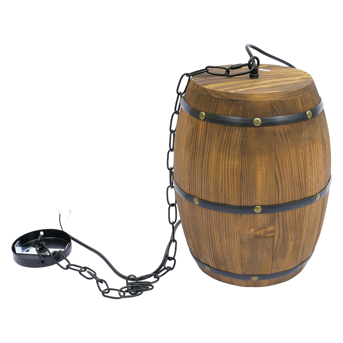 Retro Wood Wine Barrel Pendant Light，Industrial Ceiling Lamp ，Vintage Chandelier Light Fixtures for Bar Cafe Home Restaurant