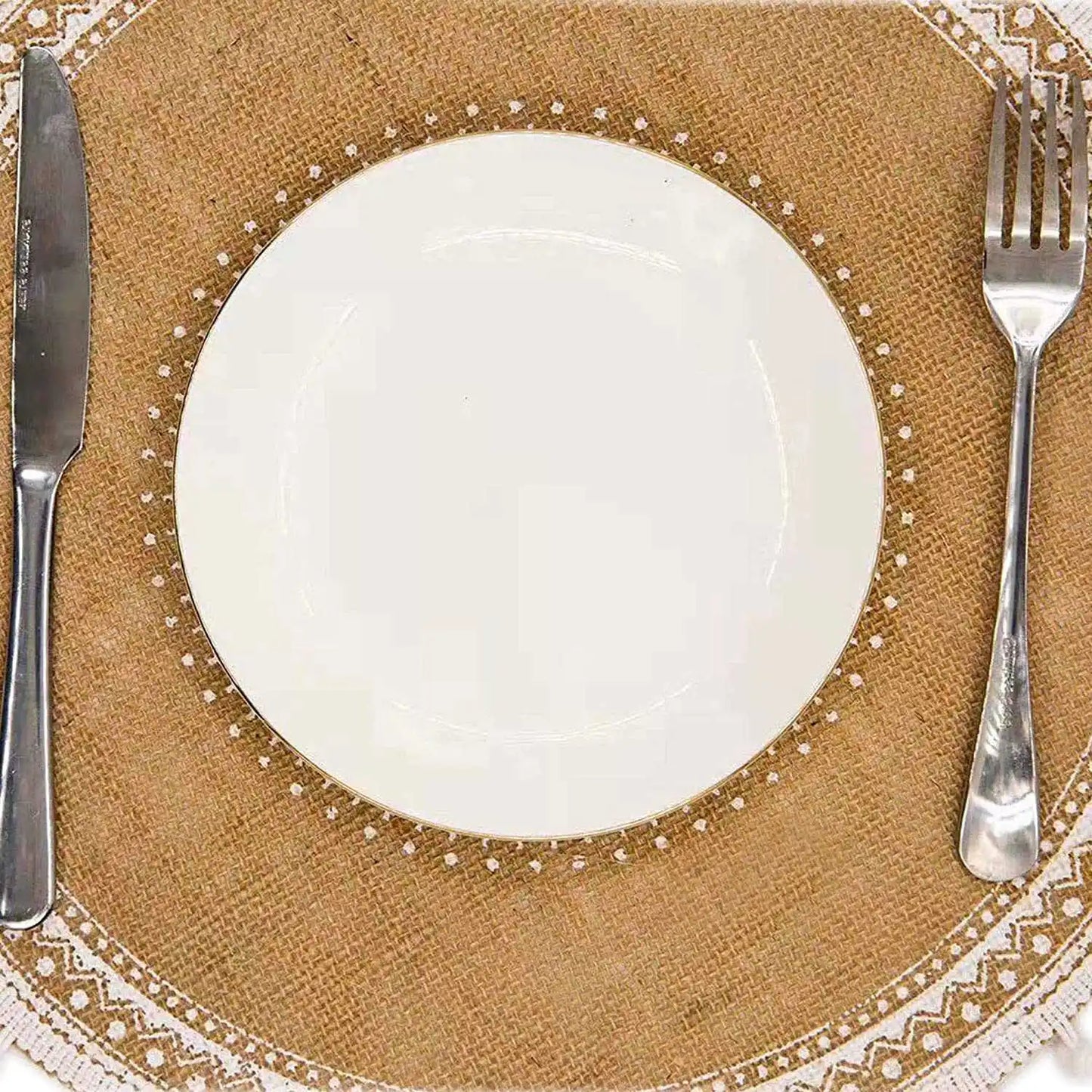 FGHGF Round Boho Placemats Set With Pompom Tassels