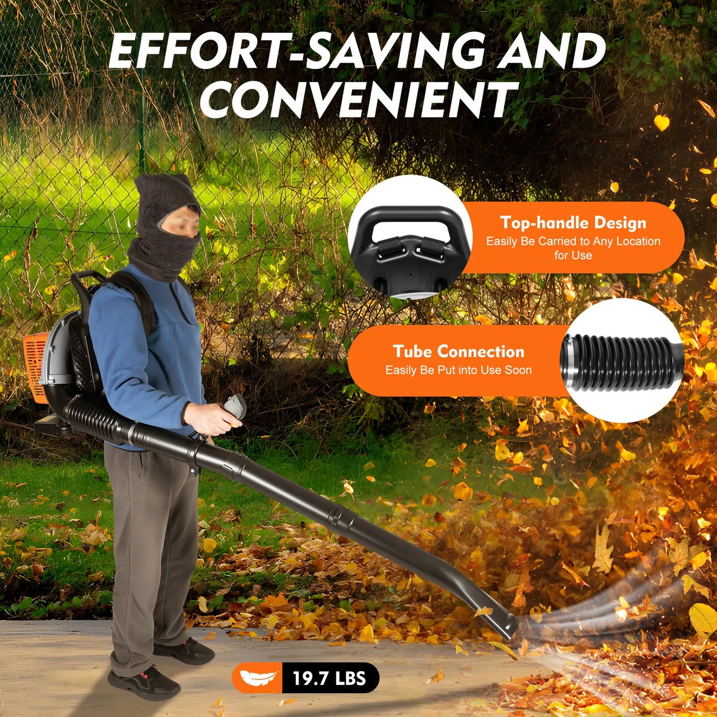 Bymaocar 2-Stroke Gas Leaf Blower Backpack With Adjustable Speed