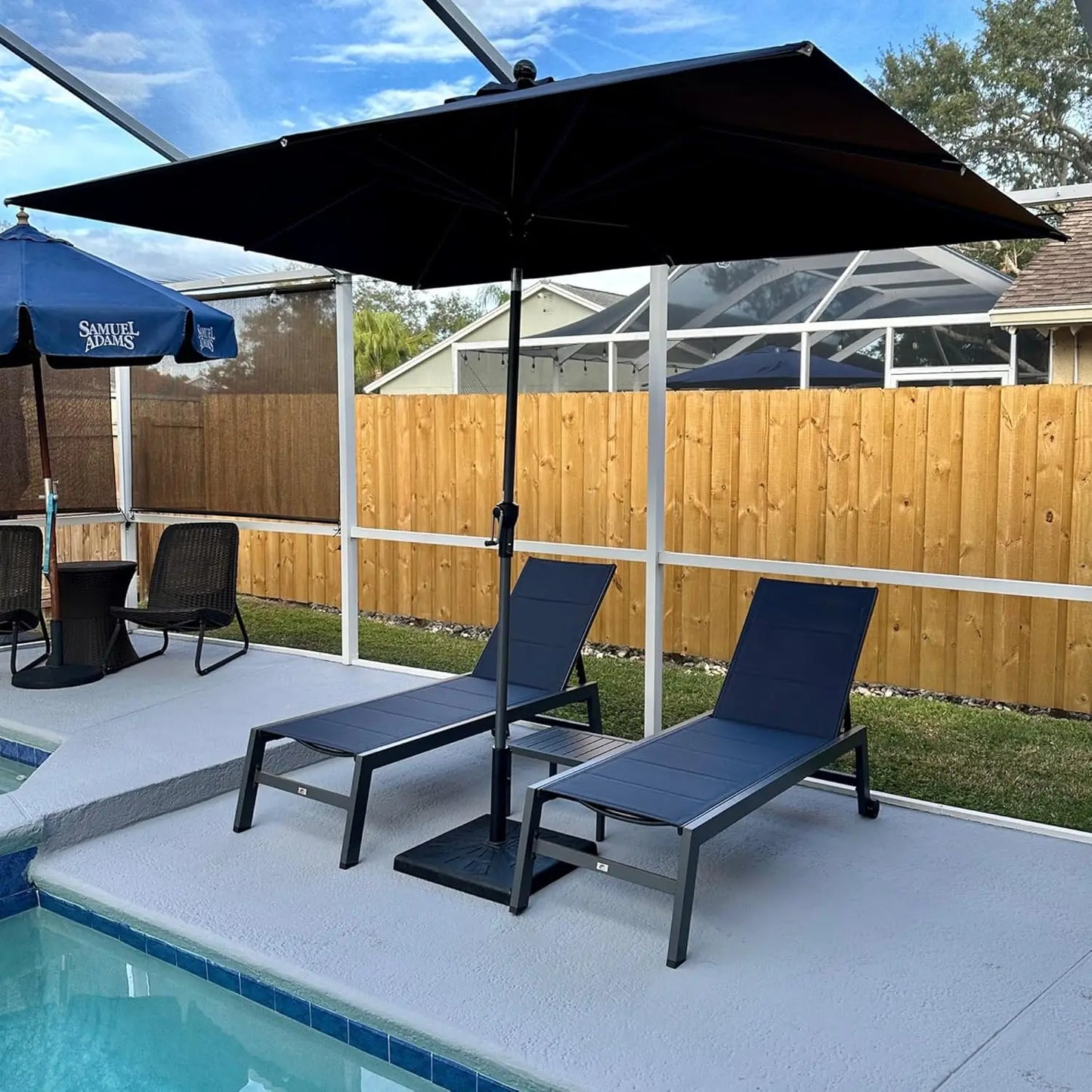 Outdoor Chaise Lounge Set of 2 Aluminum Patio Lounge Chair with Wheels and Side Table Pool Chaise Lounge Chair for, Customized