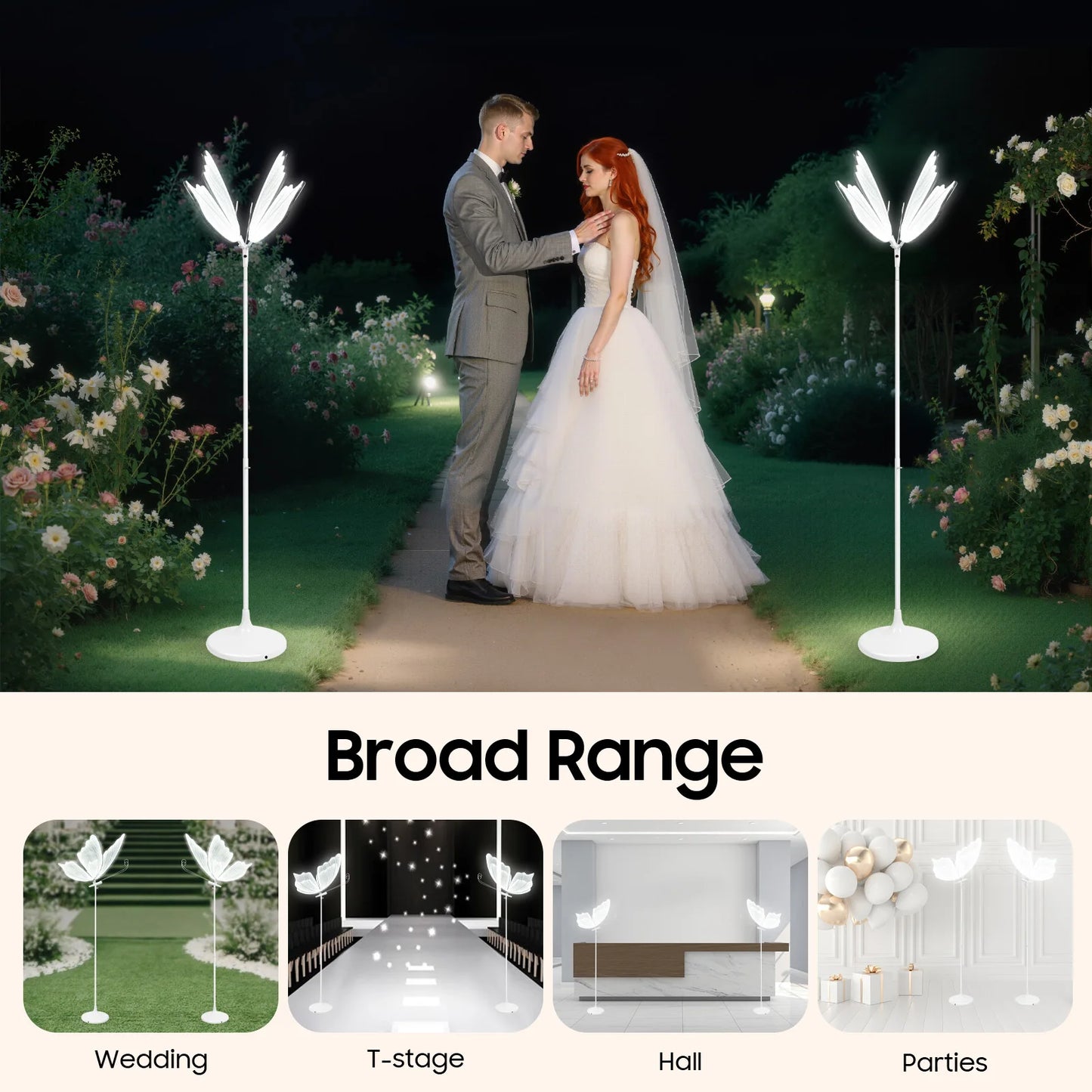 Two-Piece Butterfly LED Floor Lamps Set For Weddings
