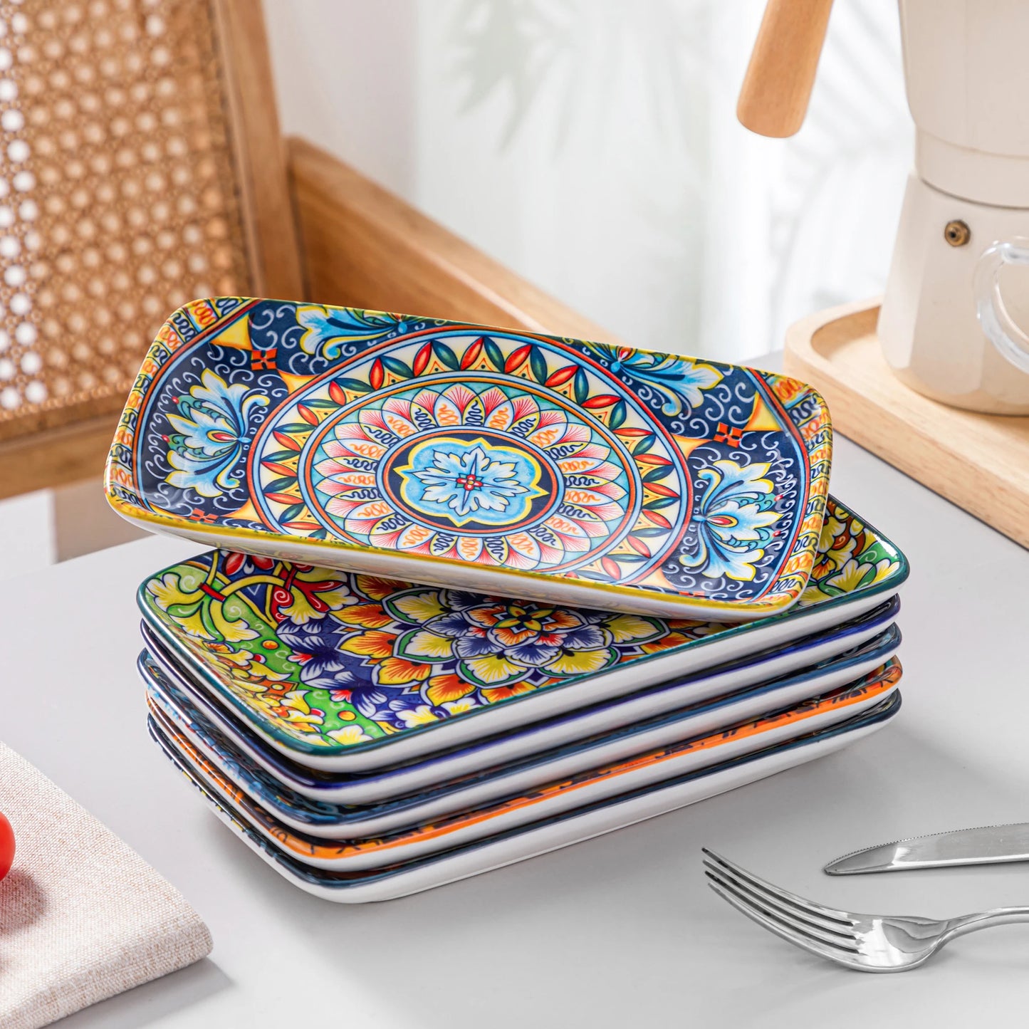 MALACASA Rectangular Porcelain Serving Plates Set for Beef and Pasta