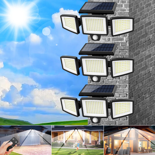 SZRSTH Outdoor Solar Motion Sensor Lights 3 Pack 2800LM Security