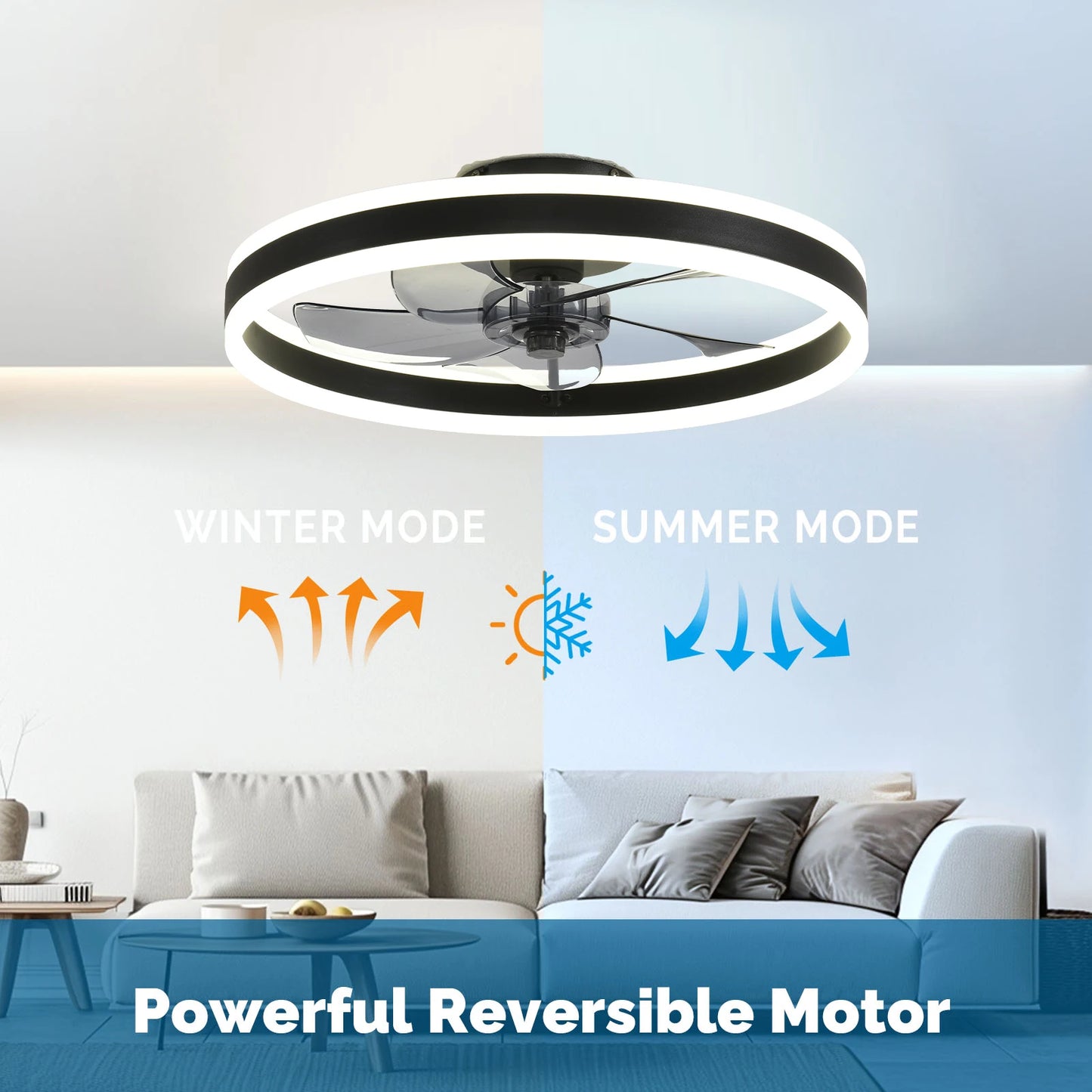 Orison Ceiling Fan With Remote Control Flush Mount LED Dimmable Indoor