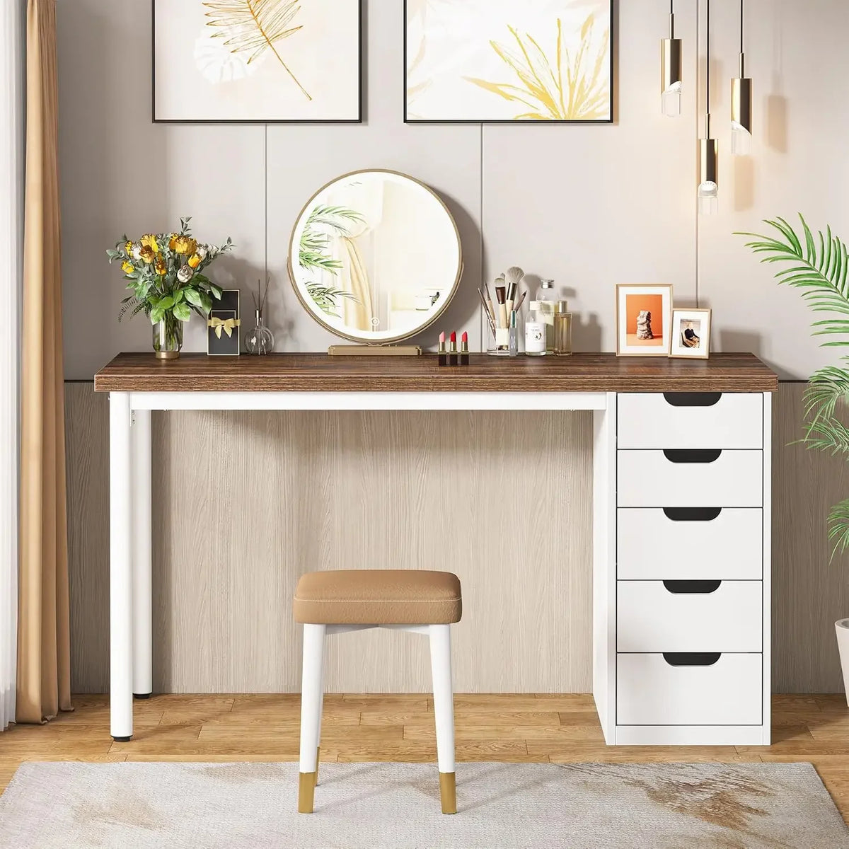 Tribesigns Vanity Desk Featuring Five Spacious Drawers For Ample Organization