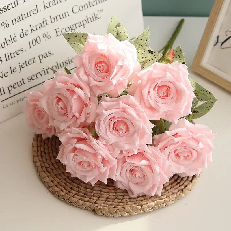 Artificial Rose Bouquet Nine Heads For Wedding And Home Decor