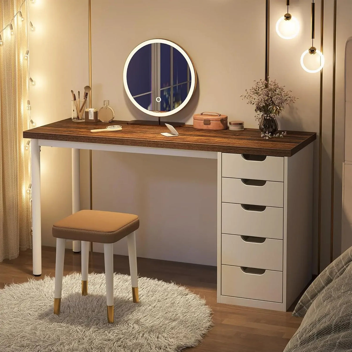 Tribesigns Vanity Desk Featuring Five Spacious Drawers For Ample Organization
