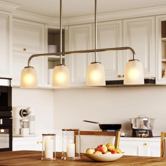 Modern Pendant Lighting, 4-Light Pendant Lighting with White Frosted Glass