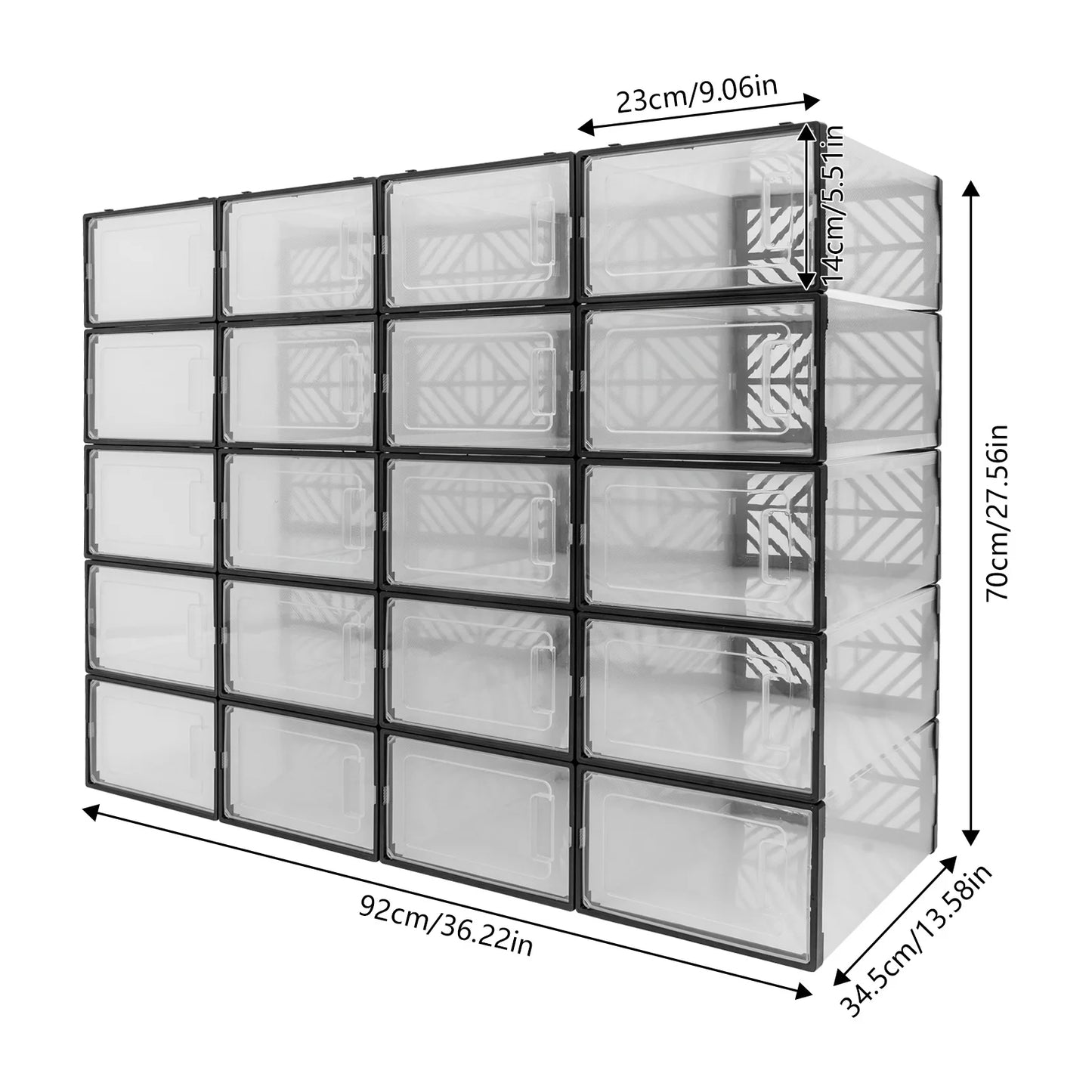 Transparent PP Plastic Shoe Storage Box Organizer Moisture Dustproof