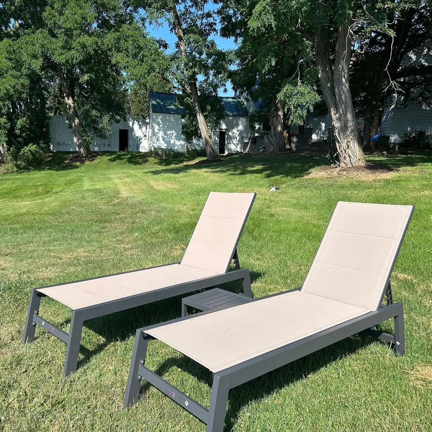 Outdoor Chaise Lounge Set of 2 Aluminum Patio Lounge Chair with Wheels and Side Table Pool Chaise Lounge Chair for, Customized