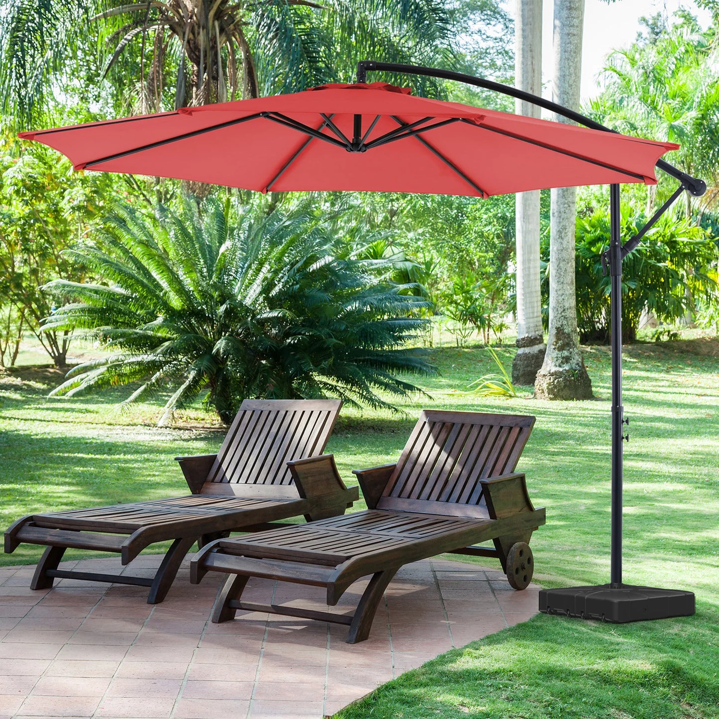JHK Outdoor Patio Umbrella Cantilever With Easy Tilt And UV Protection