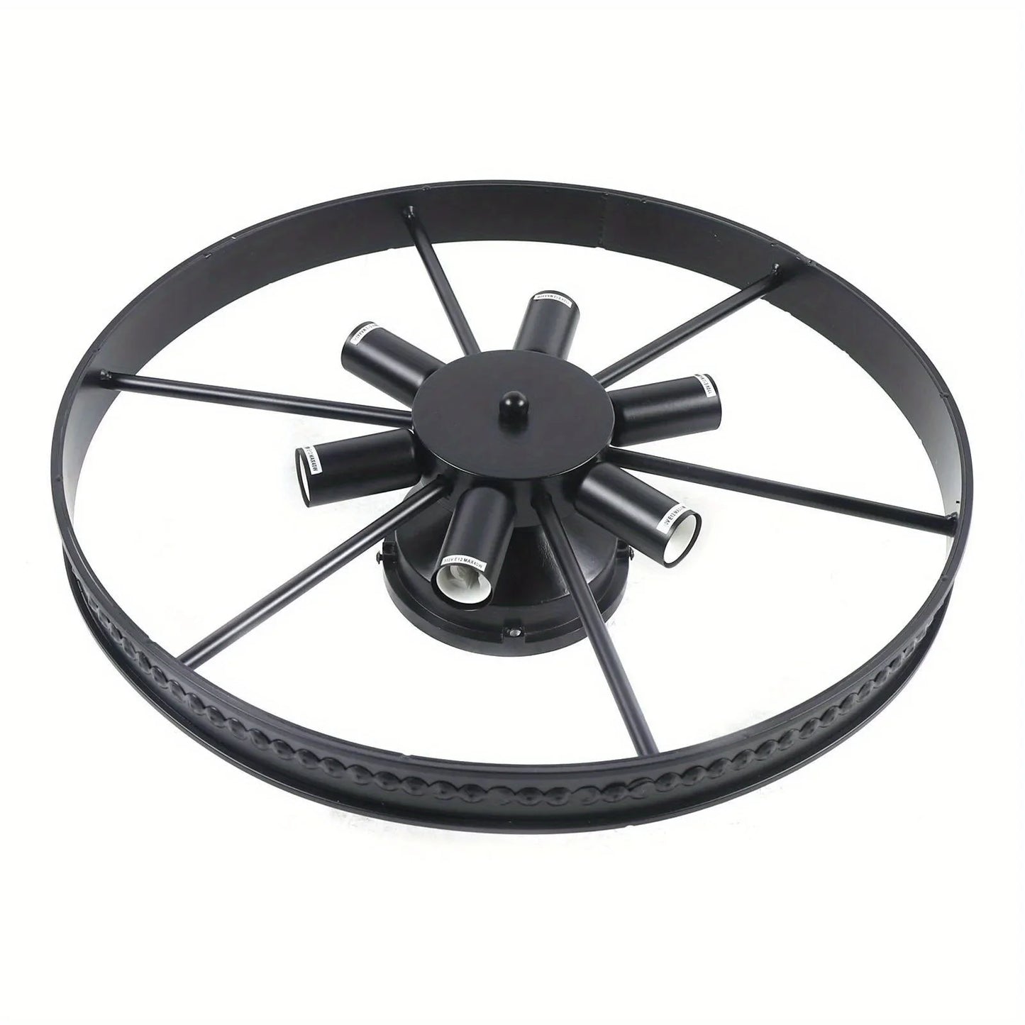 Industrial 6 Light Black Iron Flush Mount Ceiling Fixture For Living Room
