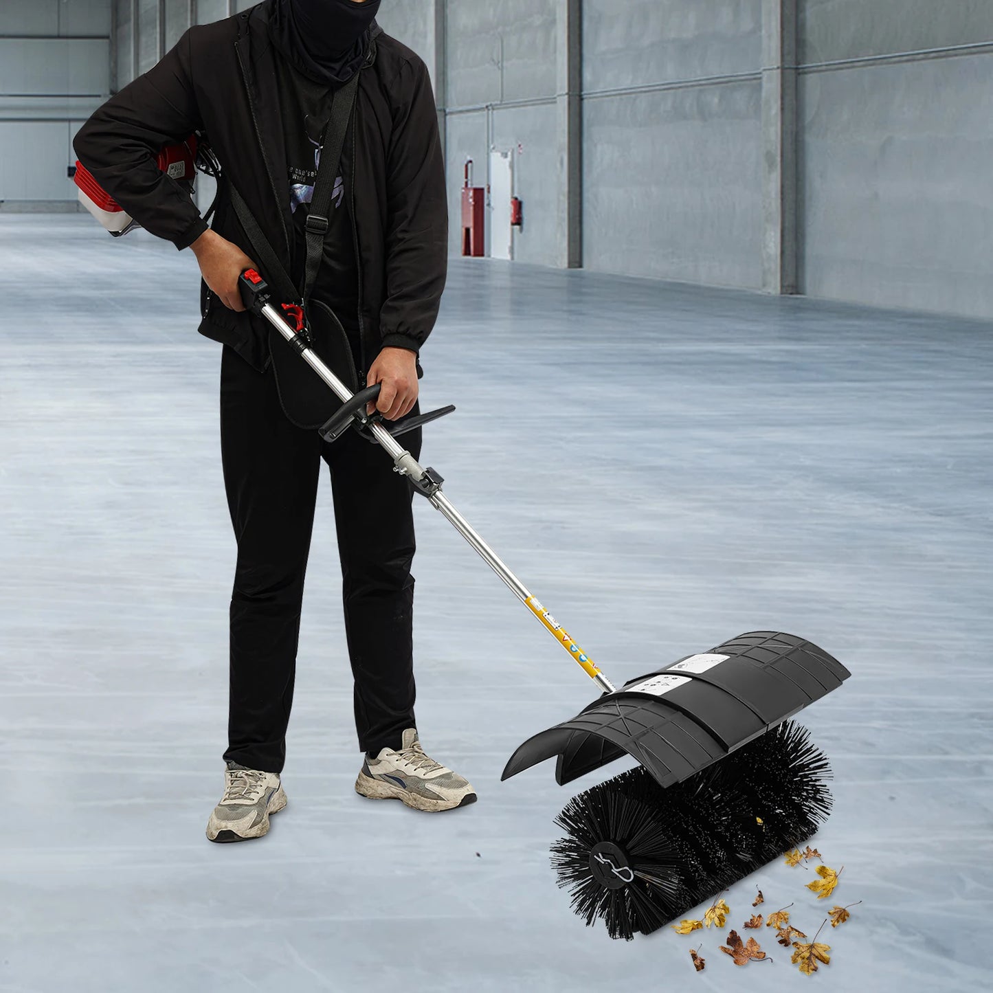 2.3HP Gas Powered Walk Behind Sweeper For Driveway And Lawn