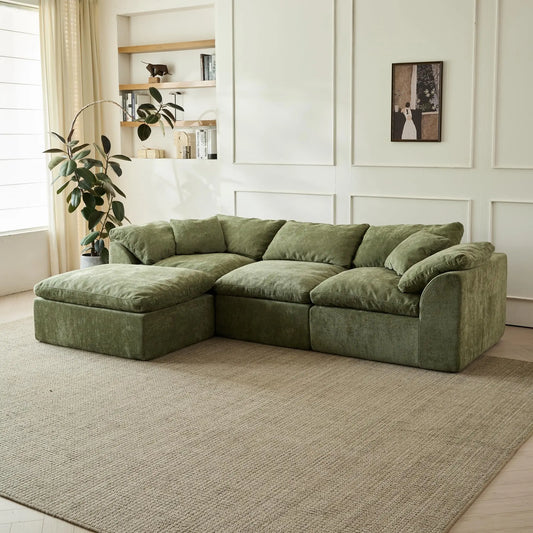 Yeflixvrau Modern Cloud L Shaped Sectional Sofa With Ottoman