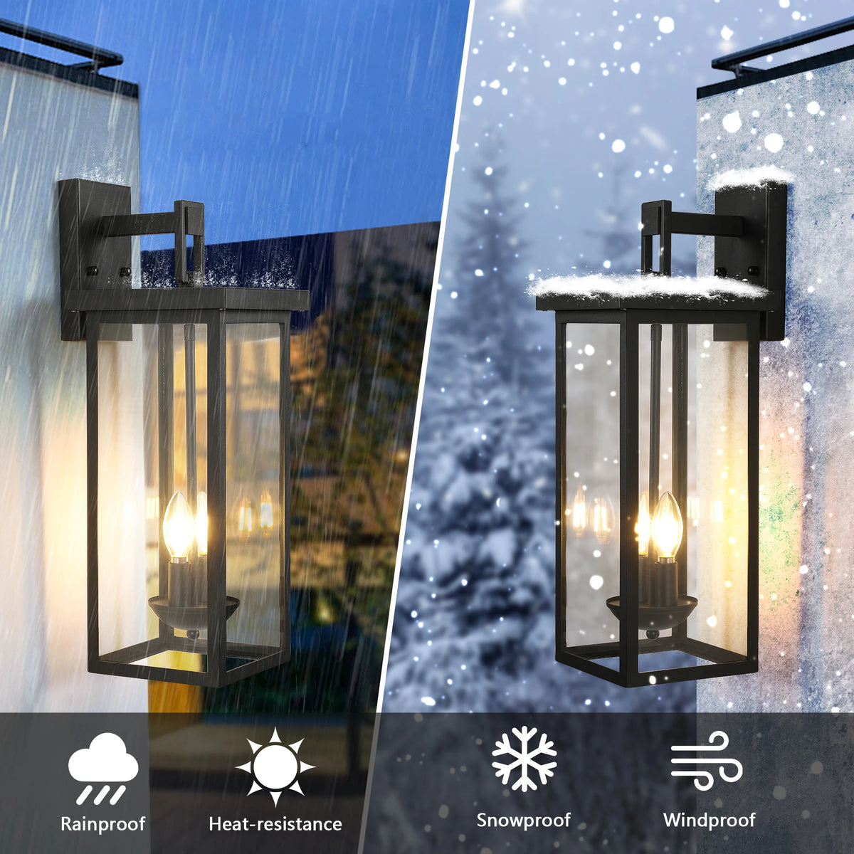 ARLGSITE Outdoor Wall Lantern With Dusk To Dawn Sensor And Glass Panels