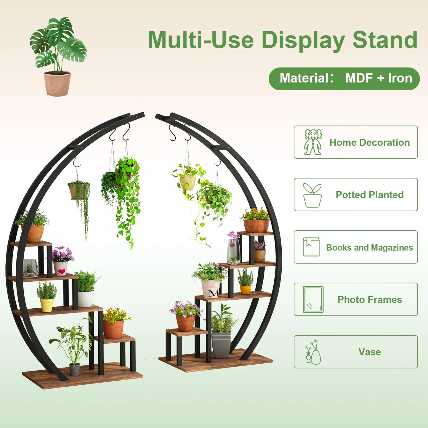 TWISTER.CK 5 Tier Plant Stand Indoor Half Moon Shelf
