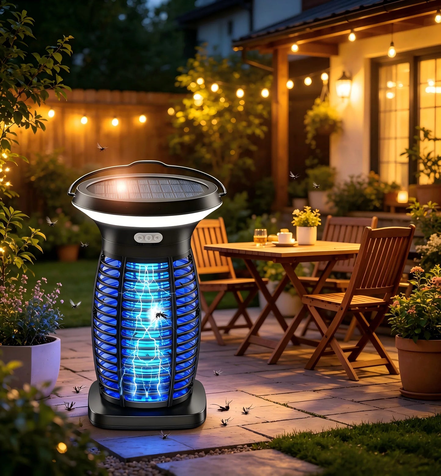 Solar Bug Zapper Outdoor Waterproof Mosquito Killer With Solar Panel