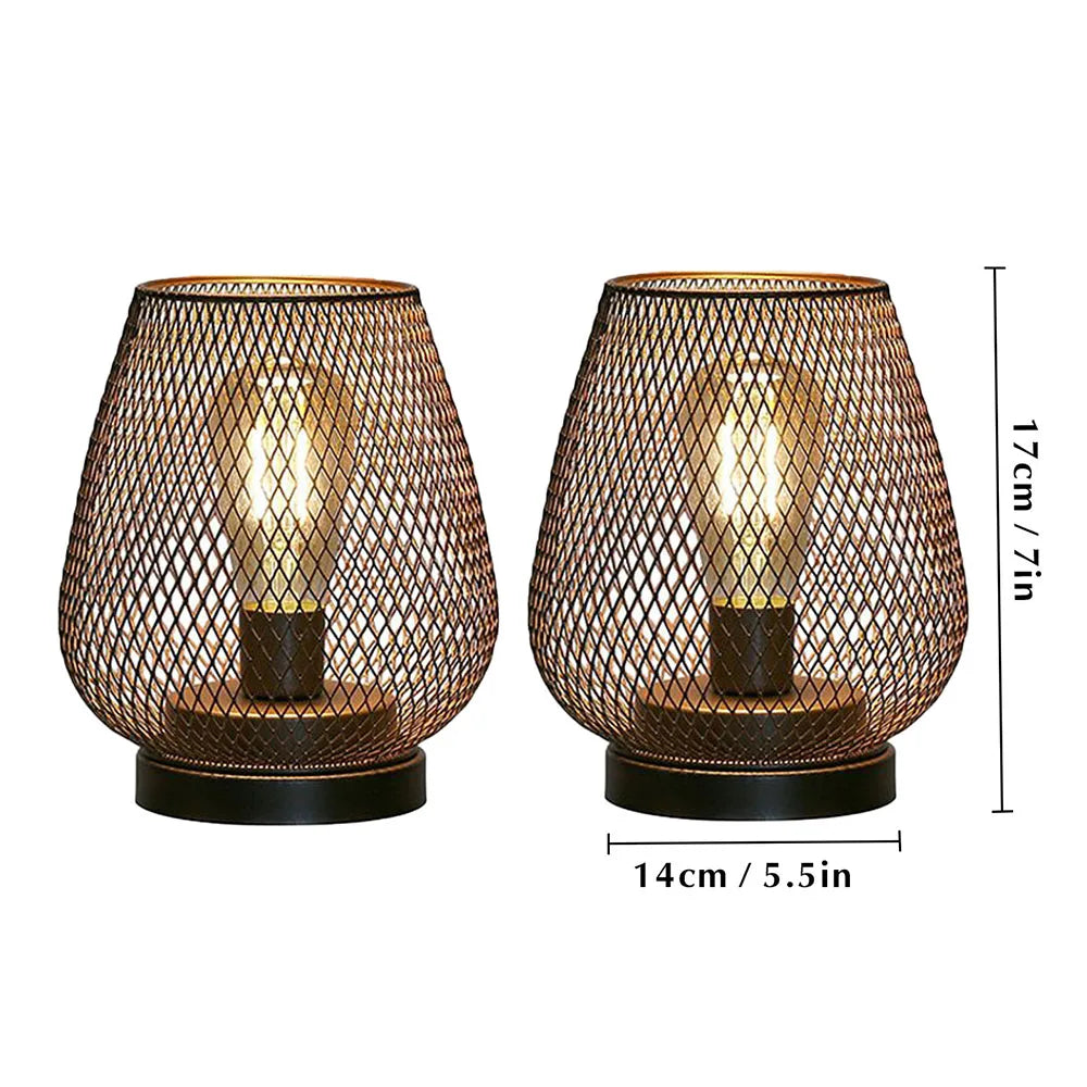 NEWIMAGE Metal Cage Table Lamp LED Lantern Battery Powered