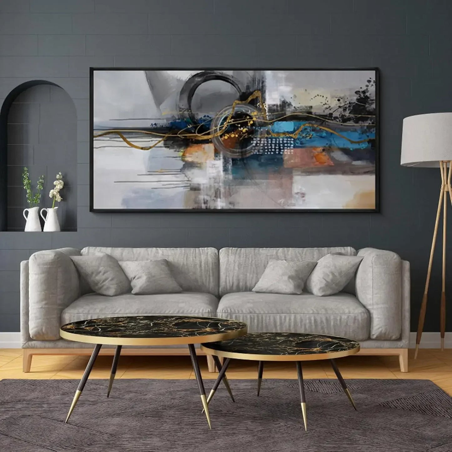 Abstract Framed Wall Art Canvas Modern Minimalist Boho Decor
