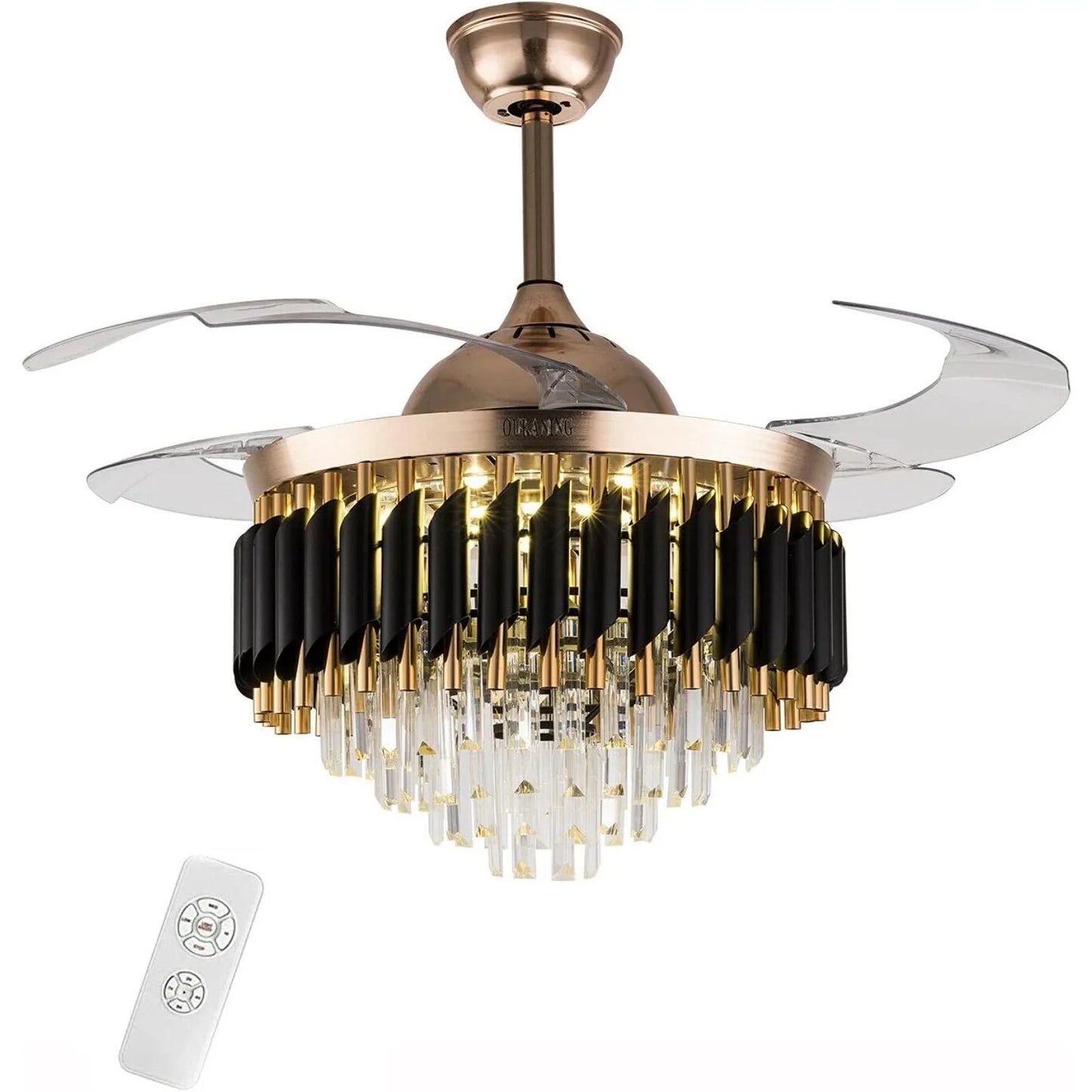 Crystal Ceiling Fan With LED Light, Remote Control
