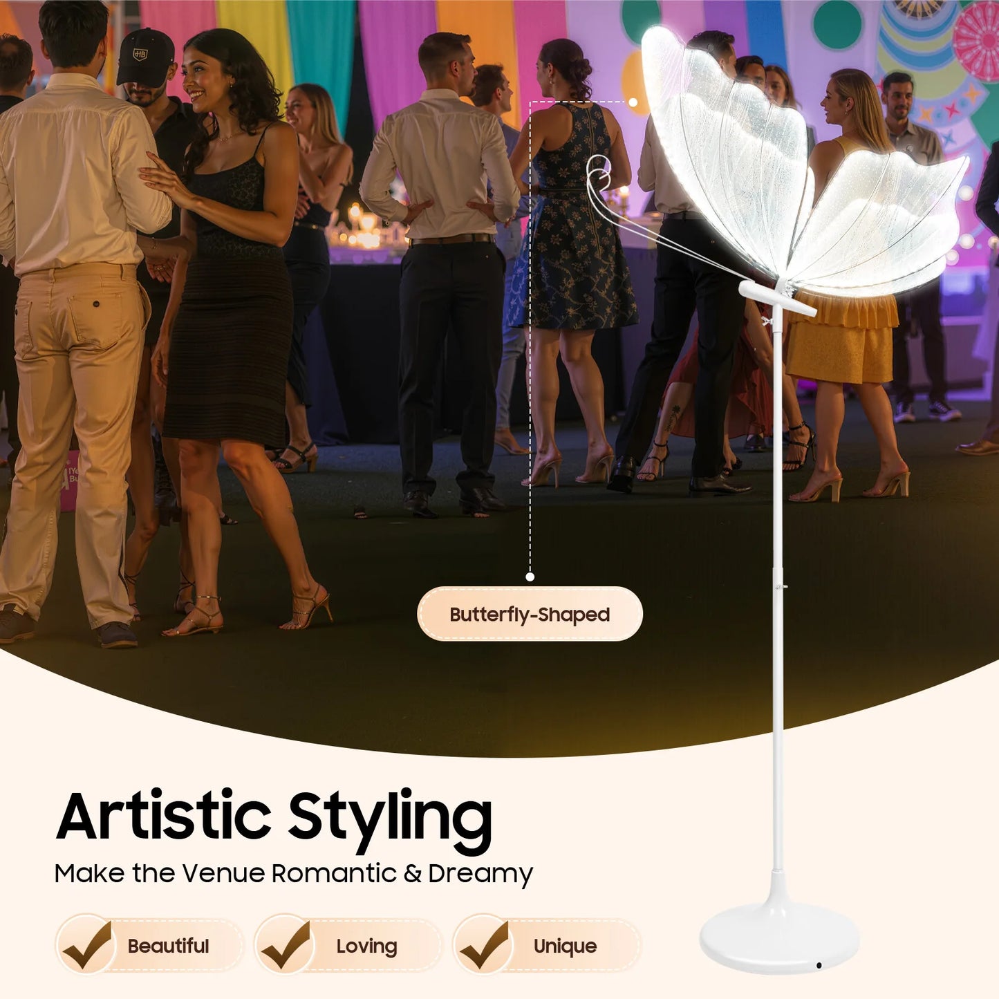 Two-Piece Butterfly LED Floor Lamps Set For Weddings