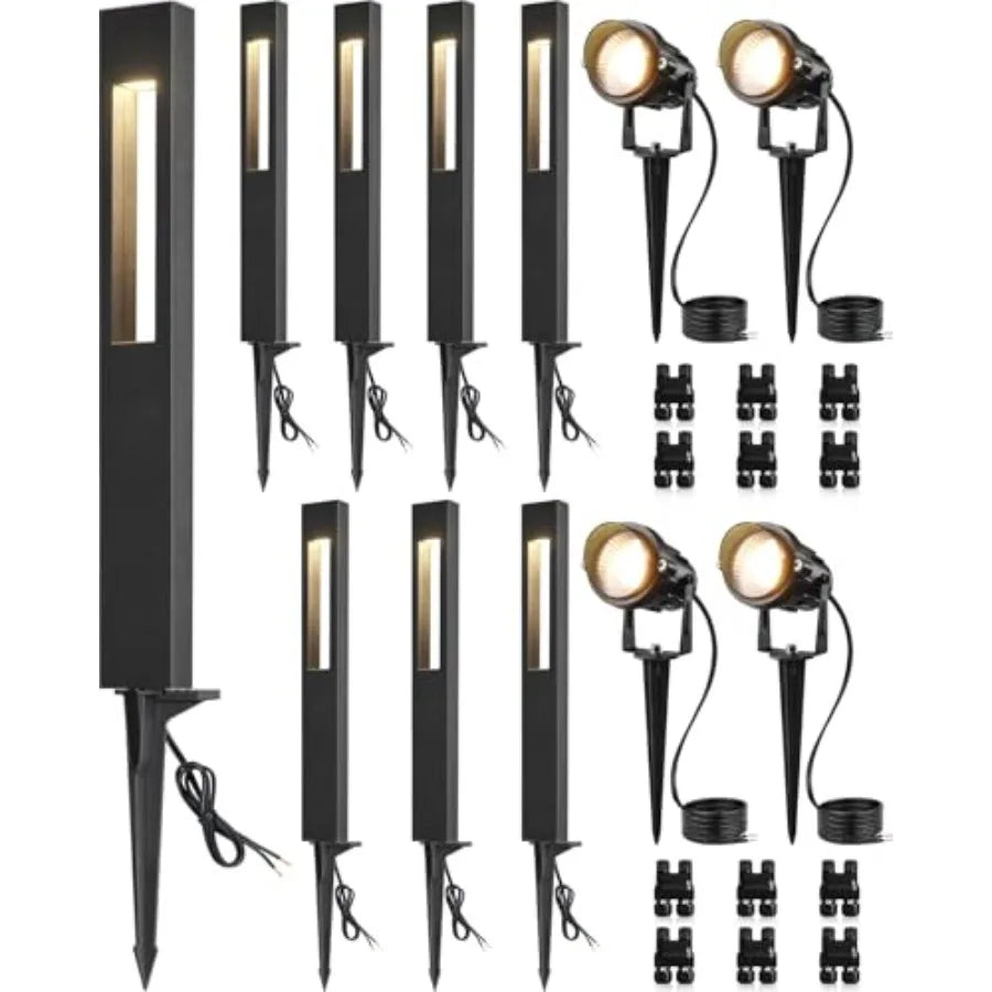 LED Outdoor Landscape Lighting Kit With Pathway Spotlights