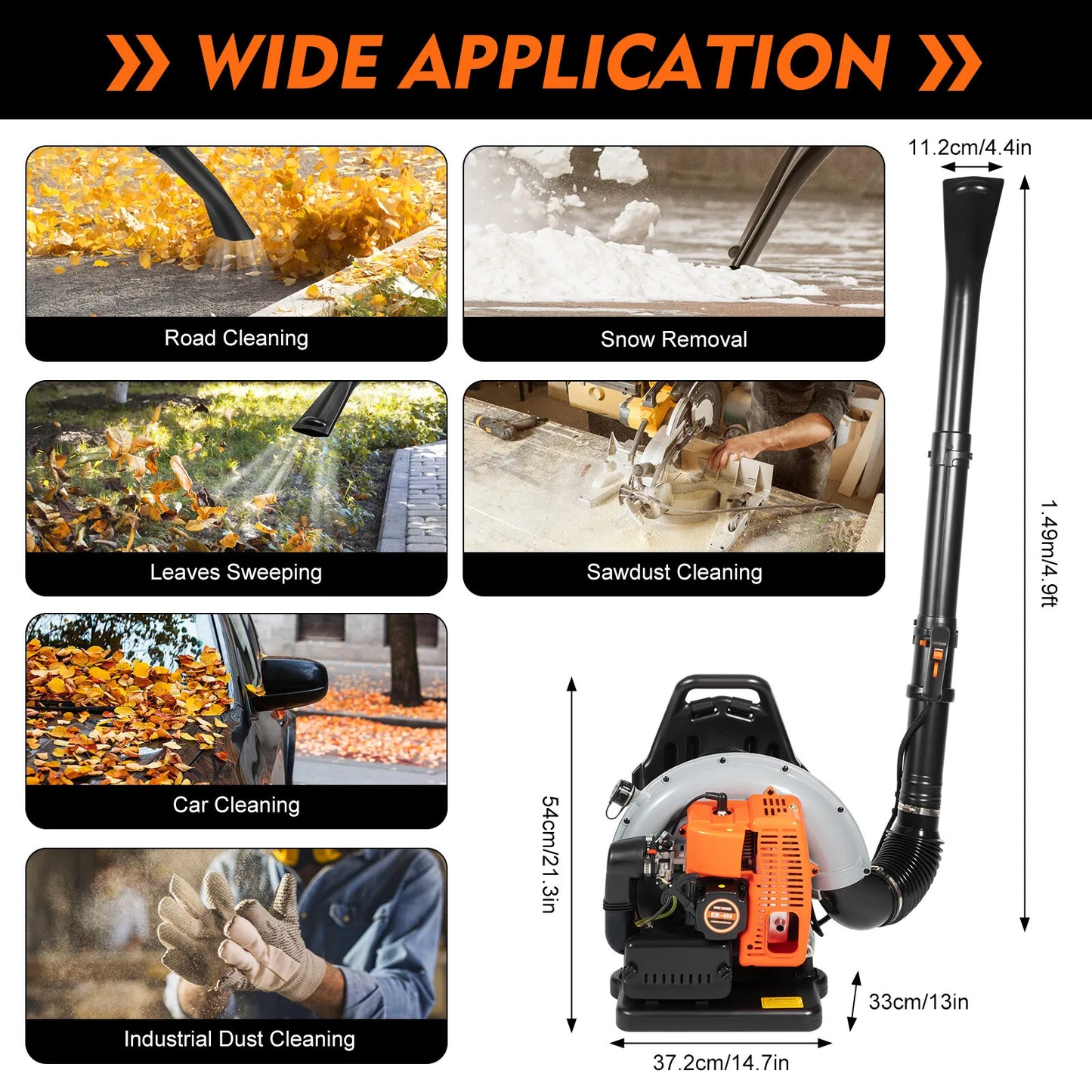 Bymaocar 2-Stroke Gas Leaf Blower Backpack With Adjustable Speed