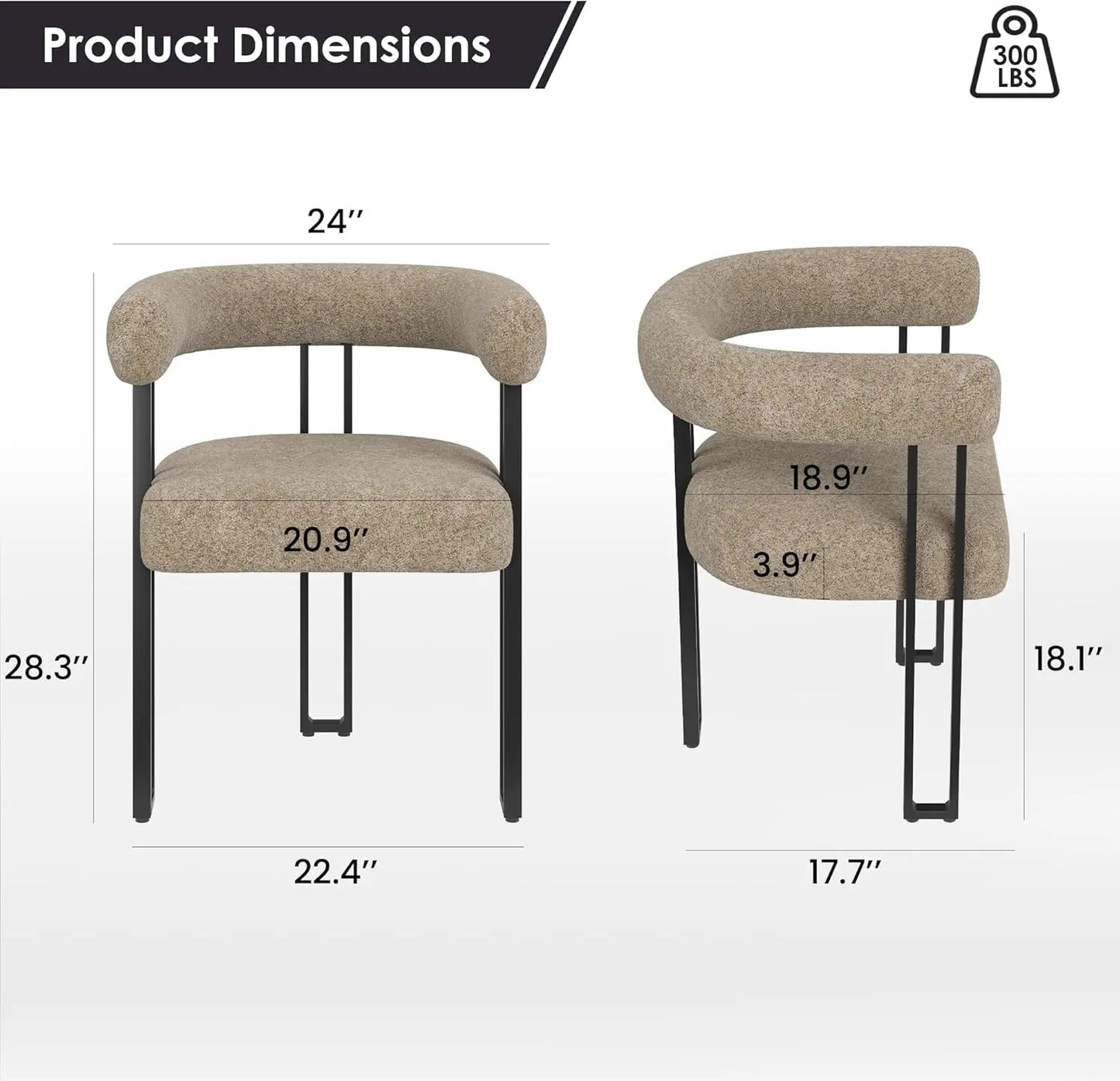 FARINI Bouclé Dining Arm Chairs Set of 2