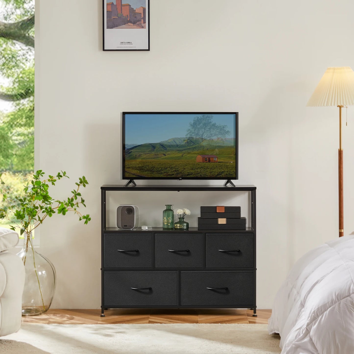 MCQ TV Stand Dresser With Five Fabric Storage Drawers