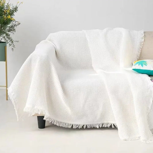 New Nordic Knit Sofa Towel Anti Slip Tassels Cotton Blanket