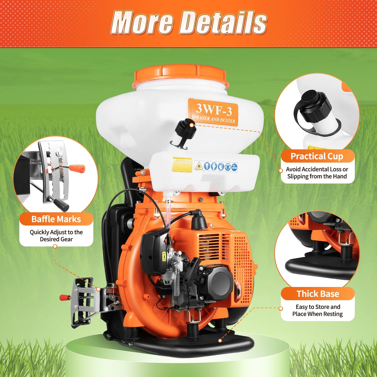 Bymaocar Gas Powered Backpack Sprayer With 2 Stroke Engine