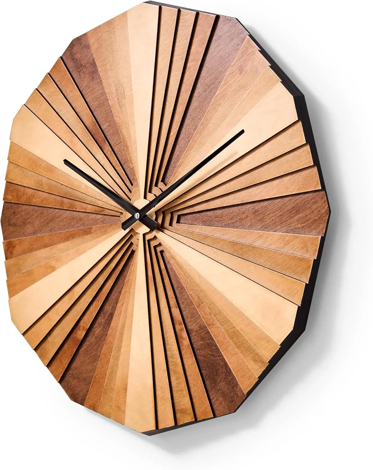 Parametric Wood Wall Clock, 3D Birch Plywood Layered Acoustic Wooden Decorative Clock (Small)