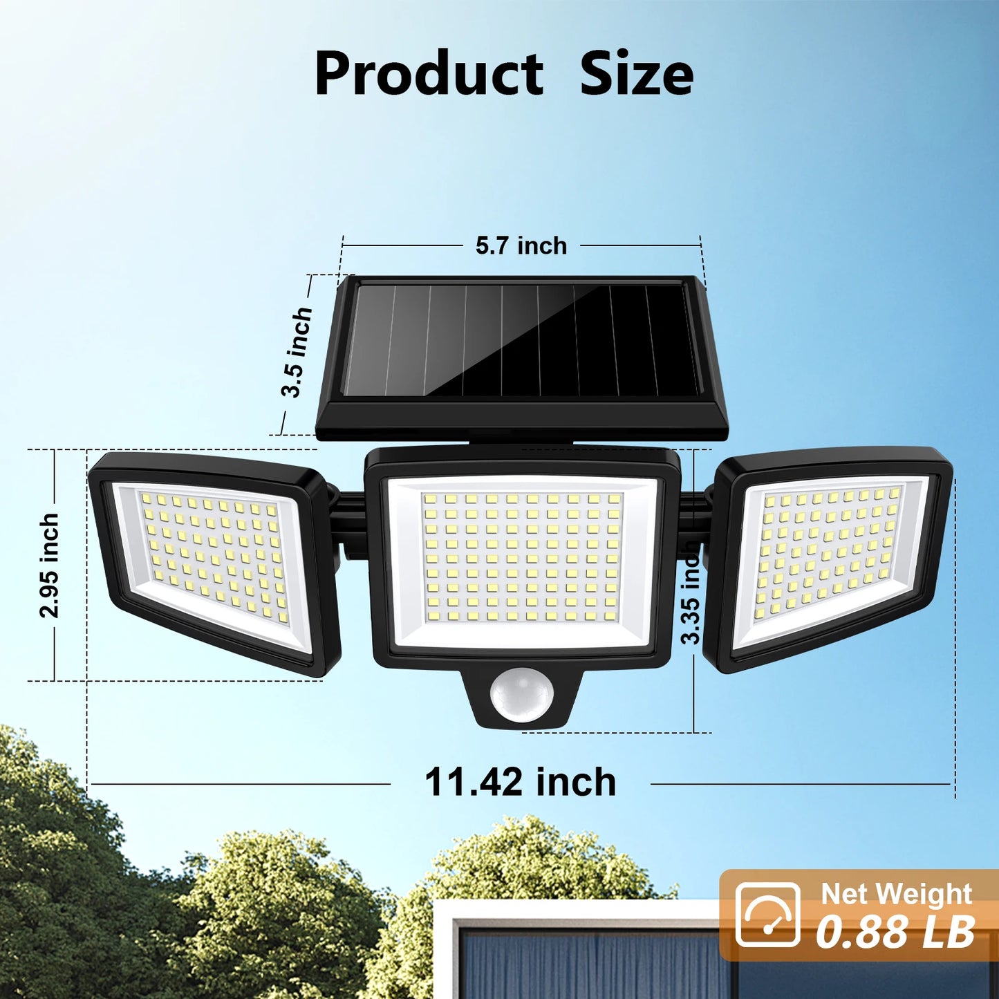 SZRSTH Outdoor Solar Motion Sensor Lights 3 Pack 2800LM Security