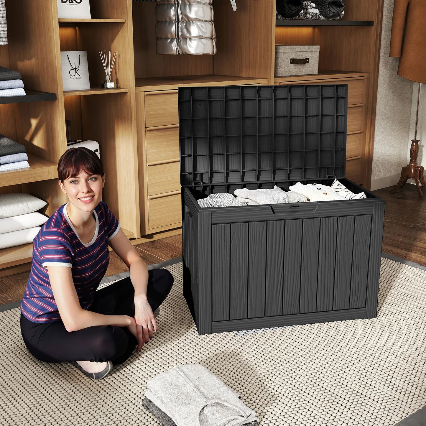Waterproof Outdoor Resin Deck Box Lockable Weather Resistant Storage