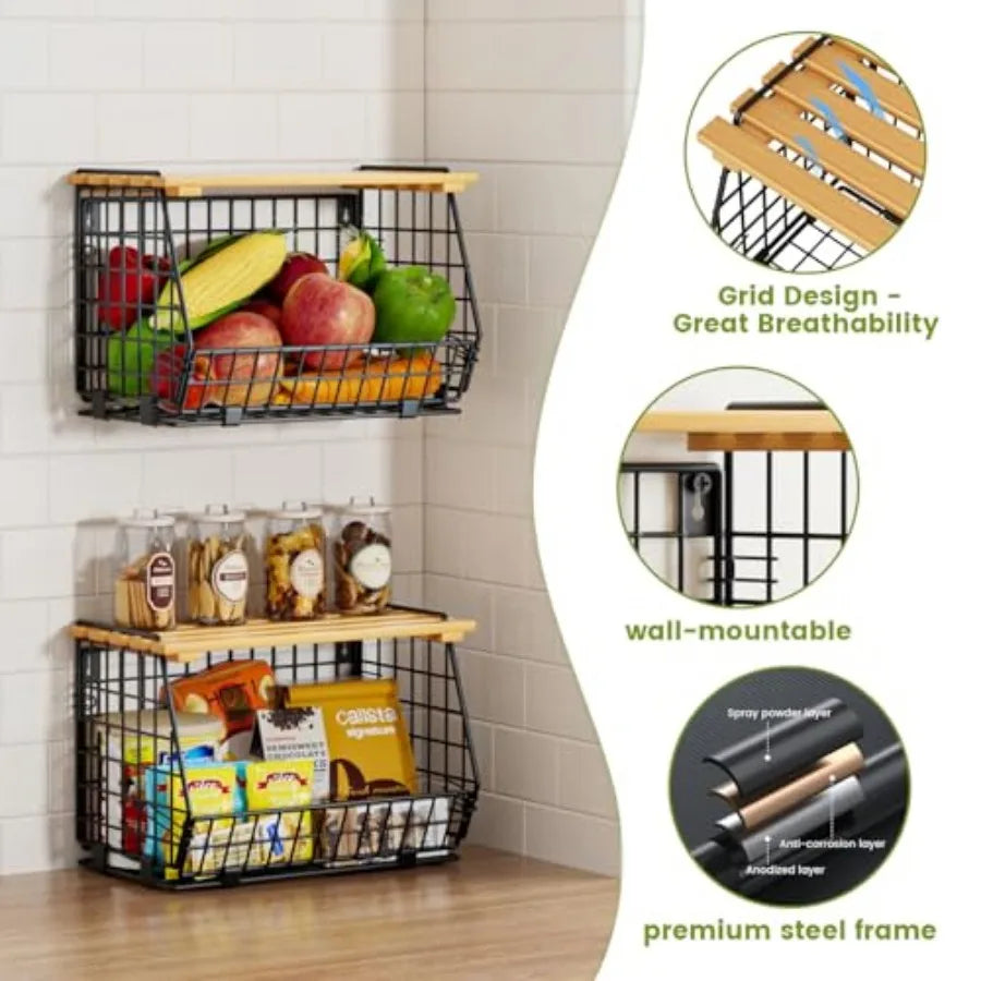 Wire Fruit Basket for Kitchen Storage: Hanging and Counter Basket for Vegetable Produce - Potato and Onion Storage for Pantry 3