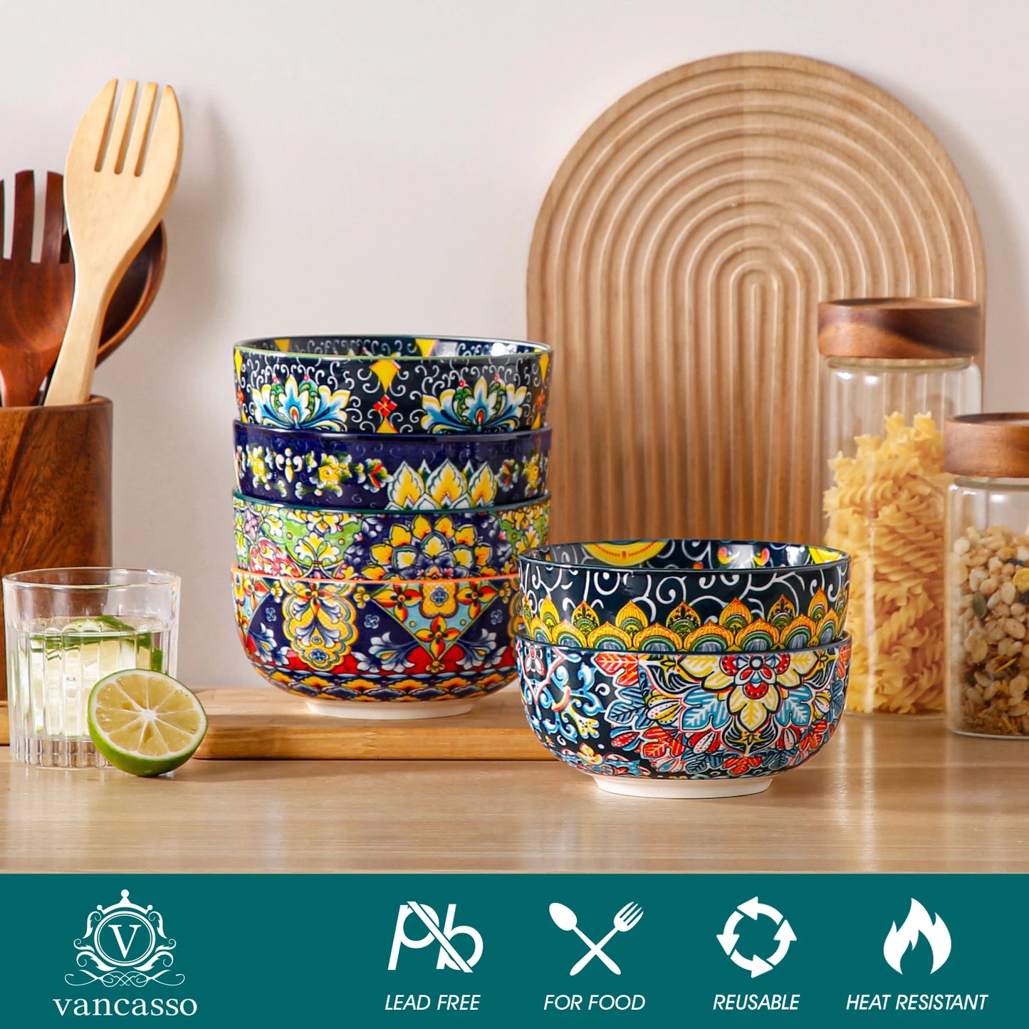 Malacasa Ceramic Bowls Set Porcelain Dinnerware Salad Pasta Rice