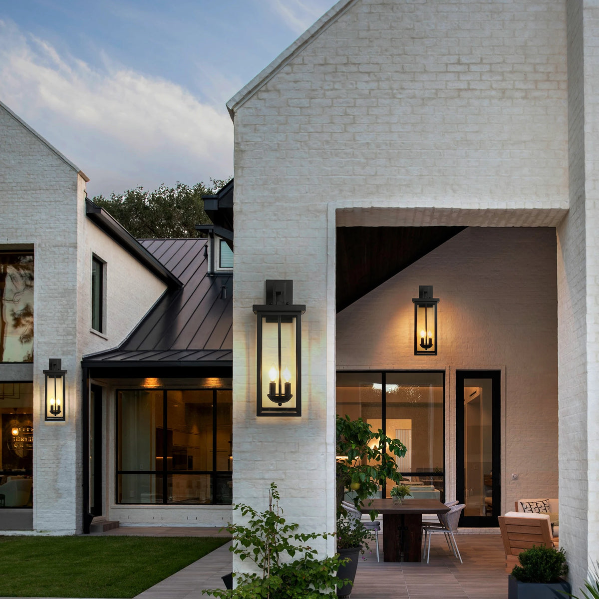 ARLGSITE Outdoor Wall Lantern With Dusk To Dawn Sensor And Glass Panels