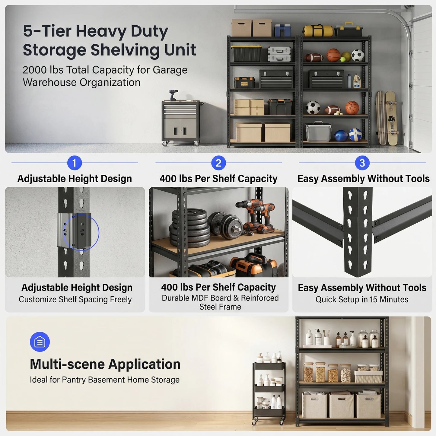 Heavy-Duty Industrial Metal Storage Shelves For Garage And Warehouse