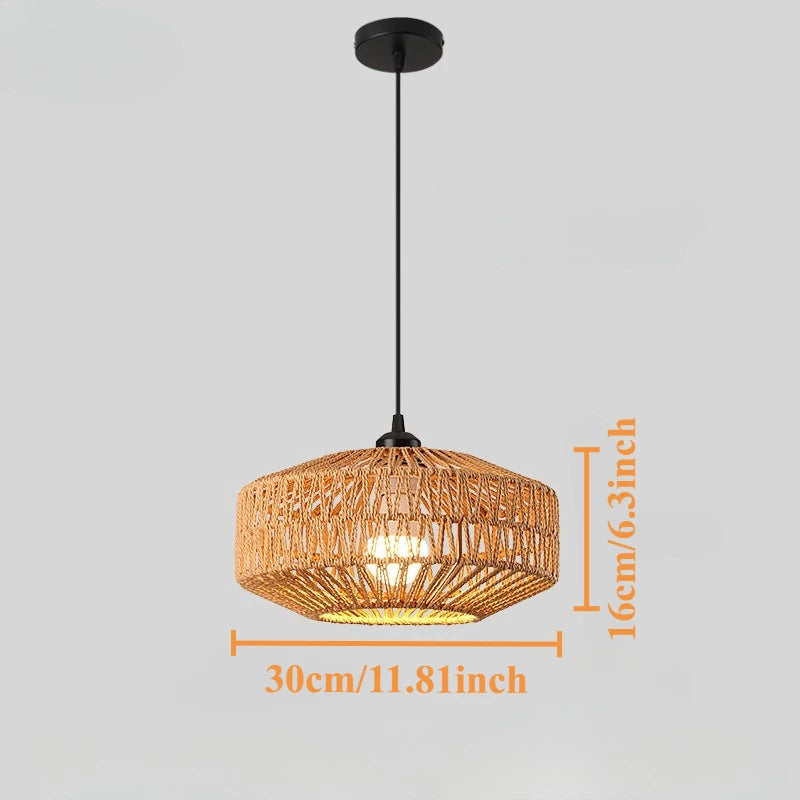 JOYINLED Farmhouse Handwoven Paper Rope Pendant Light for Indoor Decor