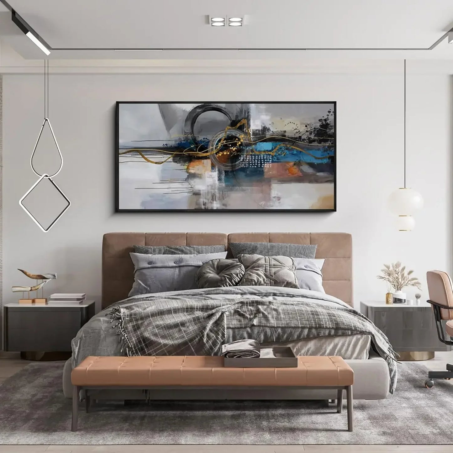 Abstract Framed Wall Art Canvas Modern Minimalist Boho Decor