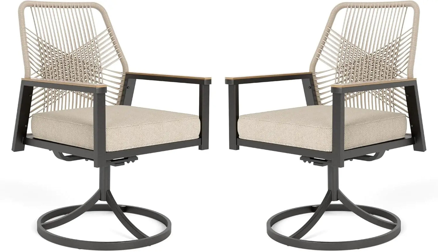 MIXPATIO Round Outdoor Dining Set Wicker Rattan Chairs And Table