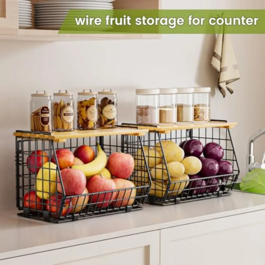 Wire Fruit Basket for Kitchen Storage: Hanging and Counter Basket for Vegetable Produce - Potato and Onion Storage for Pantry 3