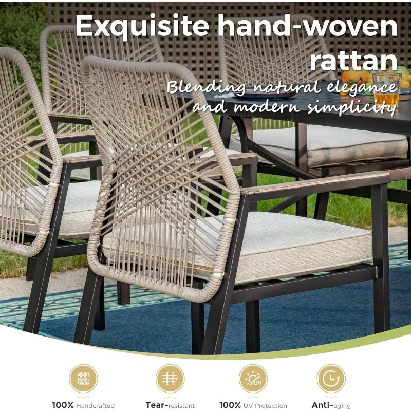 MIXPATIO Round Outdoor Dining Set Wicker Rattan Chairs And Table