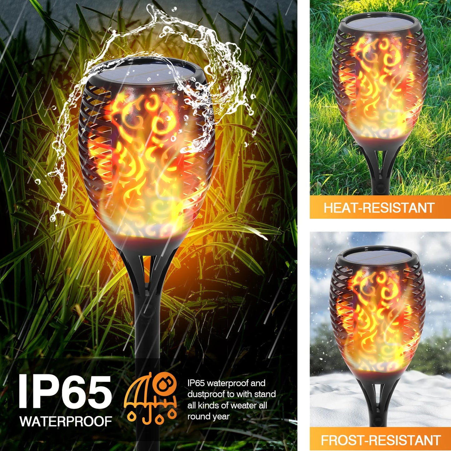 Solar Flame Torch Lights Outdoor 96 LED Waterproof Landscape Pathway