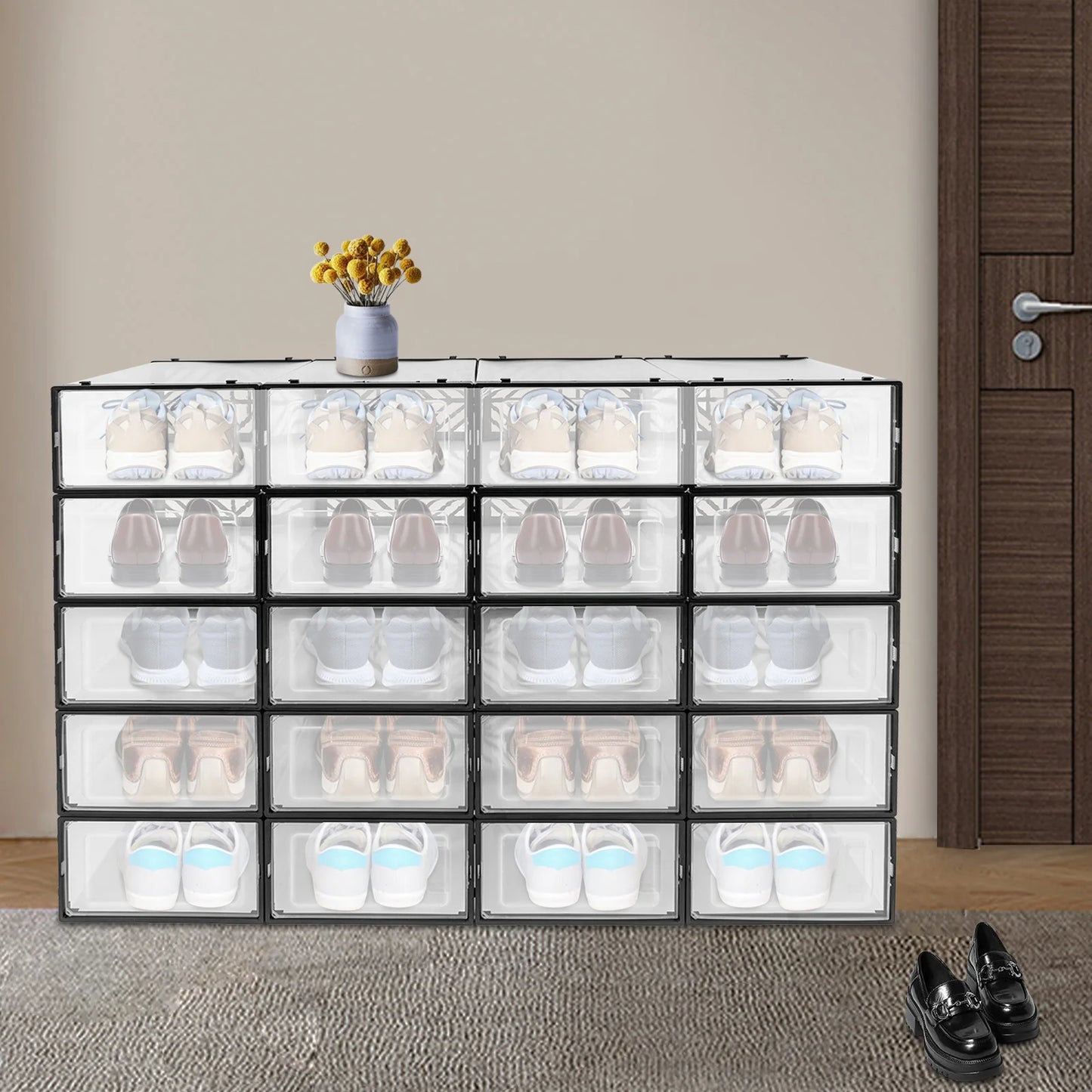 Transparent PP Plastic Shoe Storage Box Organizer Moisture Dustproof