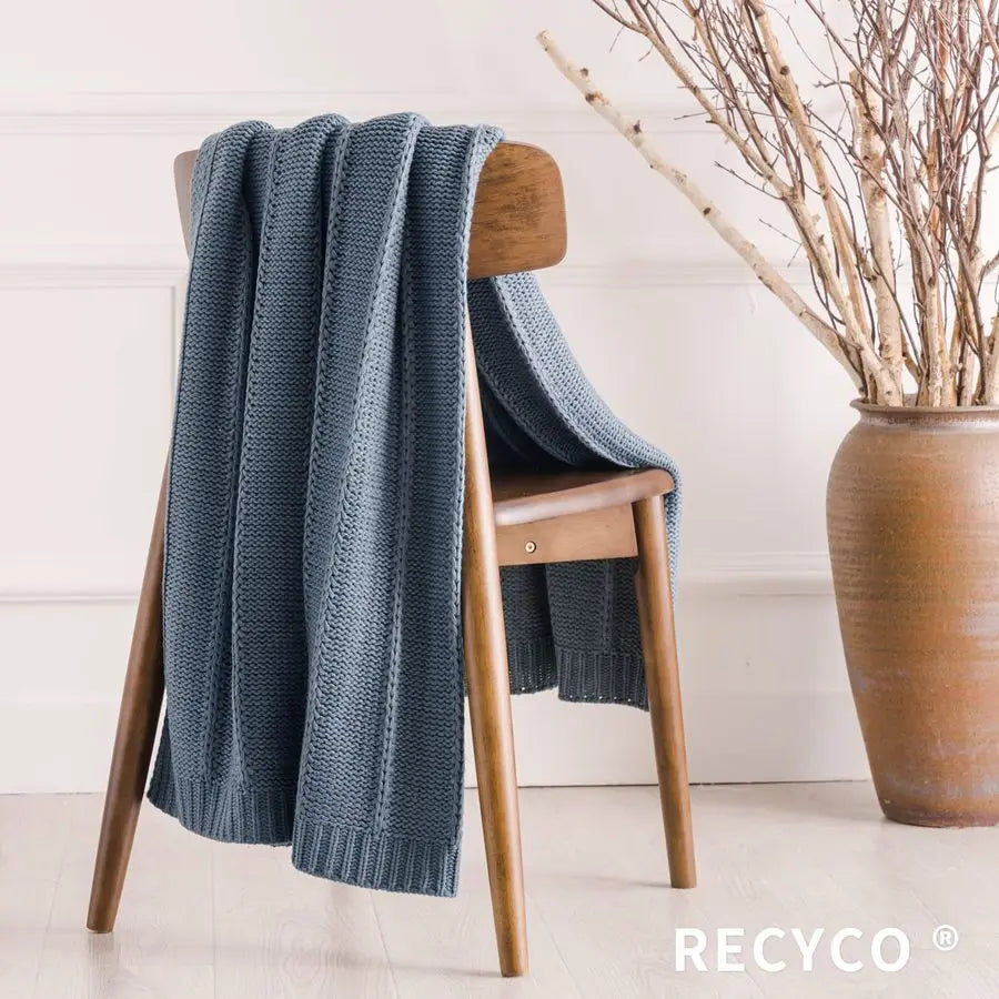 Cable Knit Throw Blanket Soft Cozy Decorative for Sofa Bed